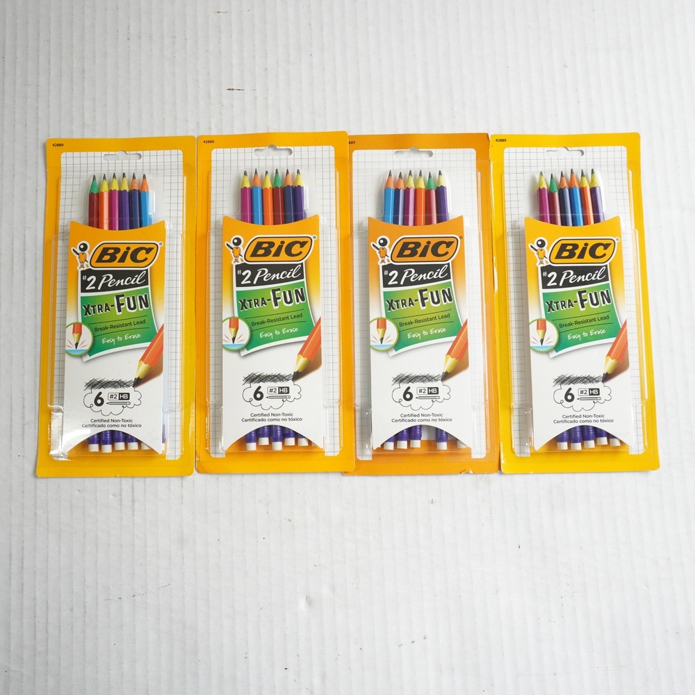 BIC Xtra-FUN #2 Pencils 24‎ Count Two-Toned Break-Resistant HB Lead 4 Packs of 6